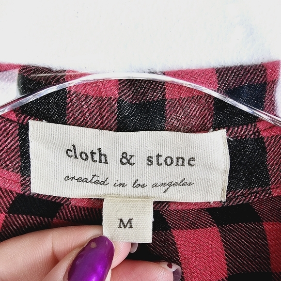Anthropologie Cloth & Stone Buffalo Check Button Front Shirt - Picture 3 of 13